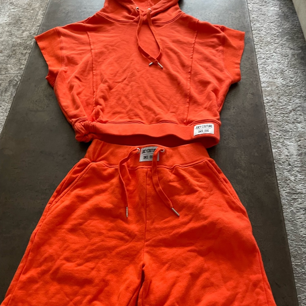 Juicy Couture Orange Hoodie and Shorts Set